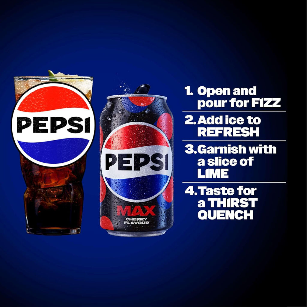 Cherry Flavoured No Sugar Cola Drink Cans 24 x 330ml