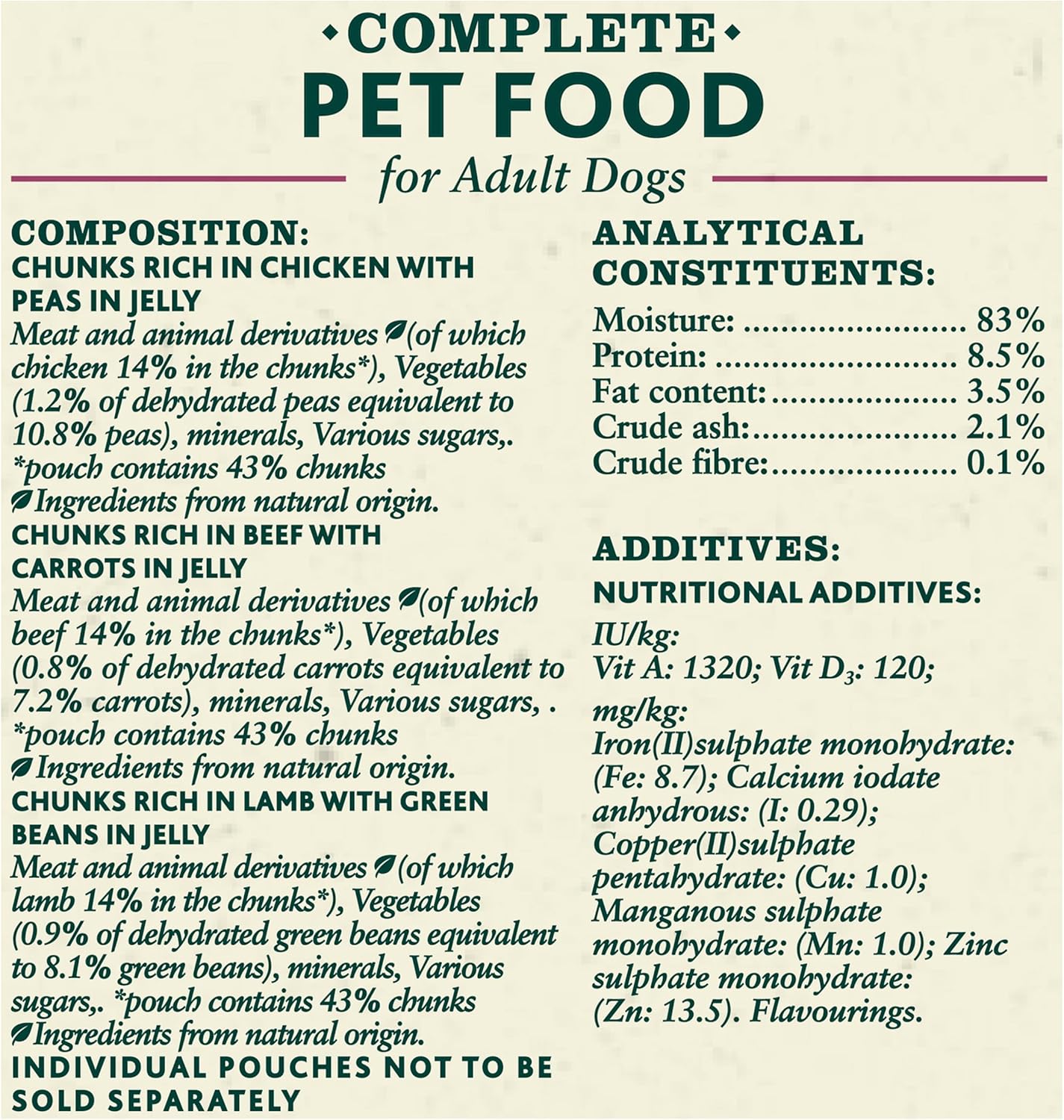 Meaty Chunks in Jelly Wet Dog Food Pouches 40 x 100g – Complete and Balanced Meals for Adult Dogs
