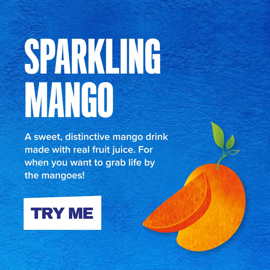 Sparkling Mango Flavoured Fizzy Drink with Real Fruit Juice, 24 x 330ml Cans