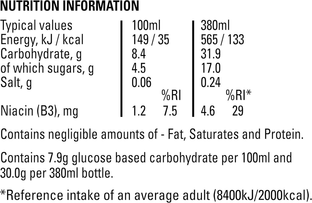 Energy Drink Orange Flavour, 380ml Bottles (Pack of 4)