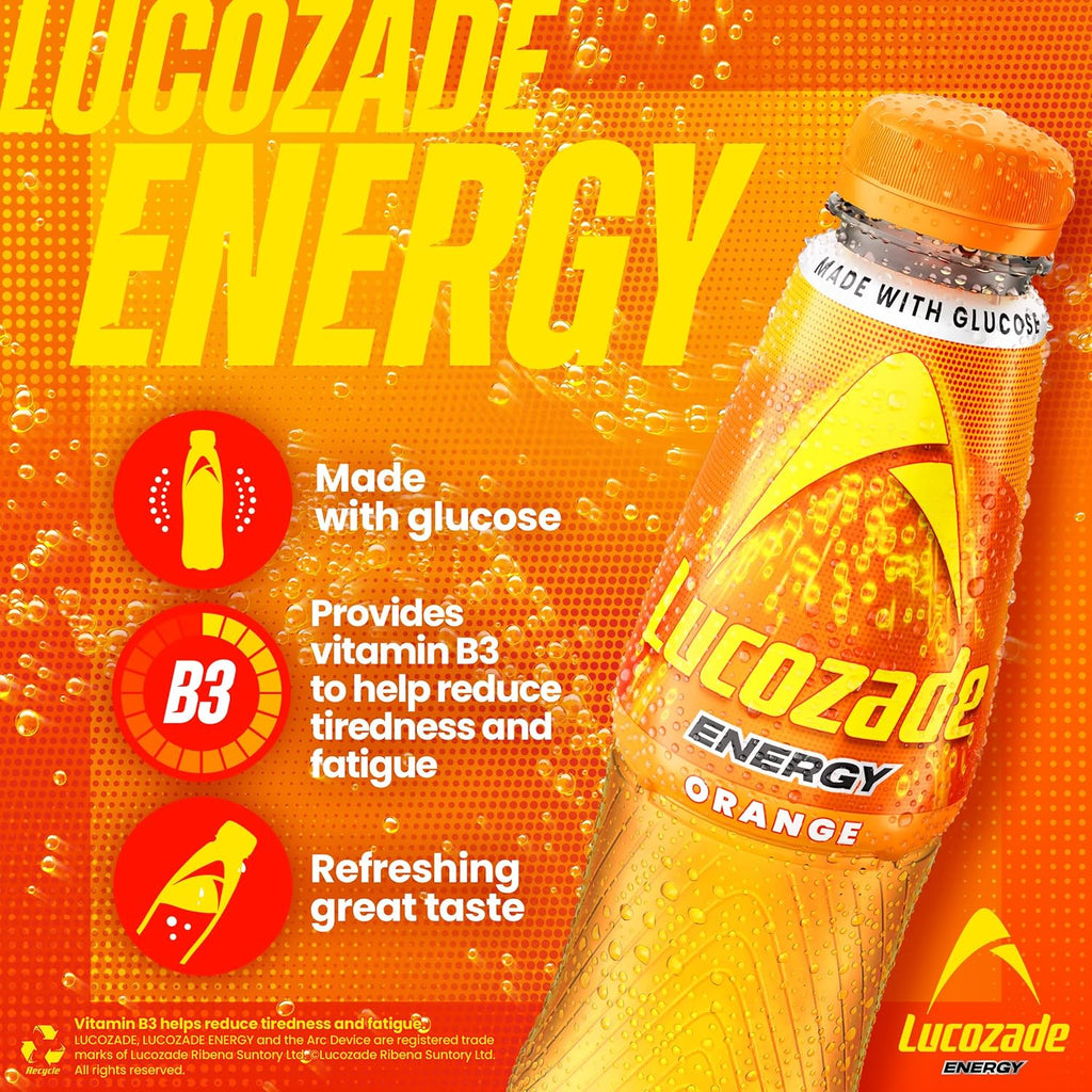 Energy Drink Orange Flavour, 380ml Bottles (Pack of 4)