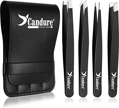 Tweezers for Eyebrows – Professional Stainless Steel Slanted and Pointed Tip Set for Ingrown Hair, Blackhead Removal, Eyelash Extension & Eyebrow Plucking, Beauty Tool for Women