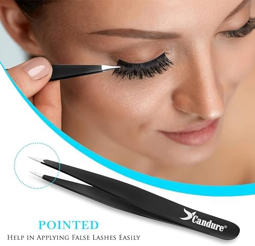 Tweezers for Eyebrows – Professional Stainless Steel Slanted and Pointed Tip Set for Ingrown Hair, Blackhead Removal, Eyelash Extension & Eyebrow Plucking, Beauty Tool for Women