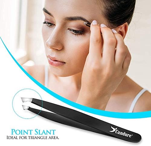Tweezers for Eyebrows – Professional Stainless Steel Slanted and Pointed Tip Set for Ingrown Hair, Blackhead Removal, Eyelash Extension & Eyebrow Plucking, Beauty Tool for Women