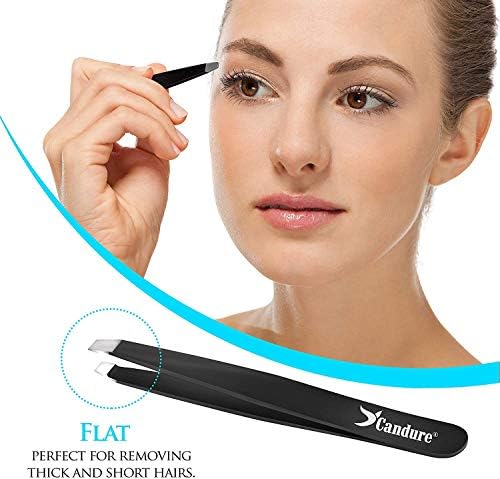Tweezers for Eyebrows – Professional Stainless Steel Slanted and Pointed Tip Set for Ingrown Hair, Blackhead Removal, Eyelash Extension & Eyebrow Plucking, Beauty Tool for Women