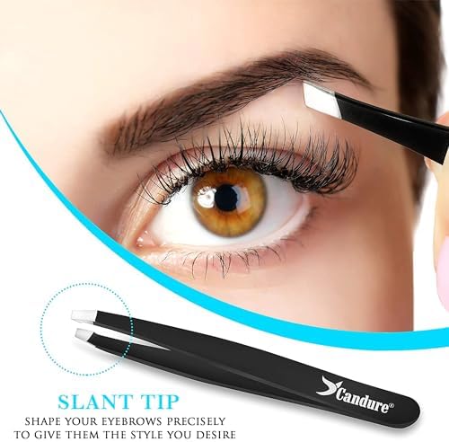 Tweezers for Eyebrows – Professional Stainless Steel Slanted and Pointed Tip Set for Ingrown Hair, Blackhead Removal, Eyelash Extension & Eyebrow Plucking, Beauty Tool for Women