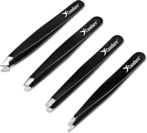 Tweezers for Eyebrows – Professional Stainless Steel Slanted and Pointed Tip Set for Ingrown Hair, Blackhead Removal, Eyelash Extension & Eyebrow Plucking, Beauty Tool for Women