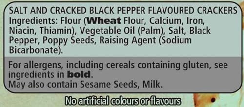 Salt and Cracked Black Pepper Savoury Crackers, 200g Pack