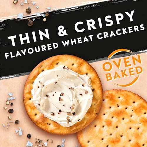 Salt and Cracked Black Pepper Savoury Crackers, 200g Pack