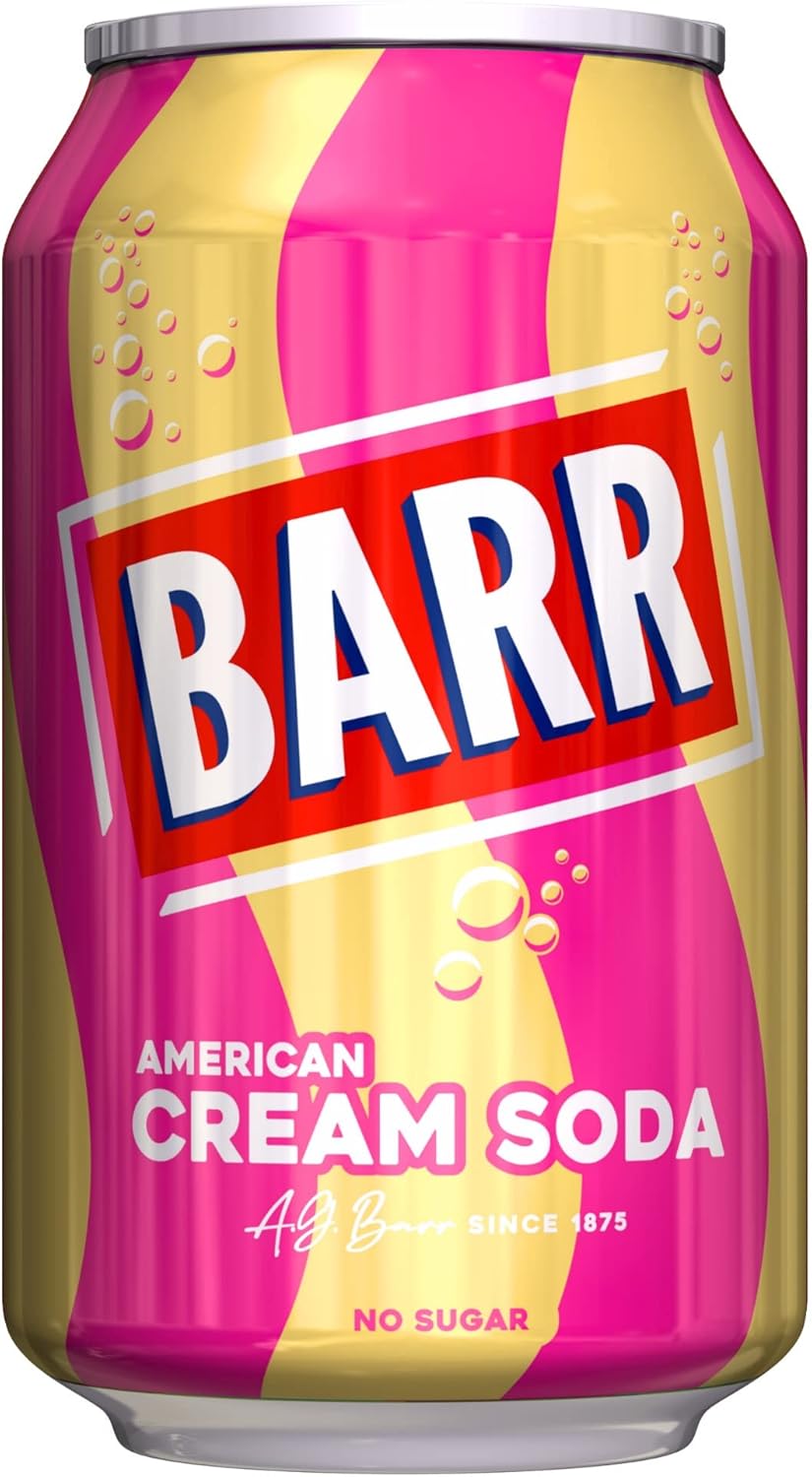 American Cream Soda Fizzy Drink, Vanilla Flavour, Zero Sugar, 24 x 330ml Cans
