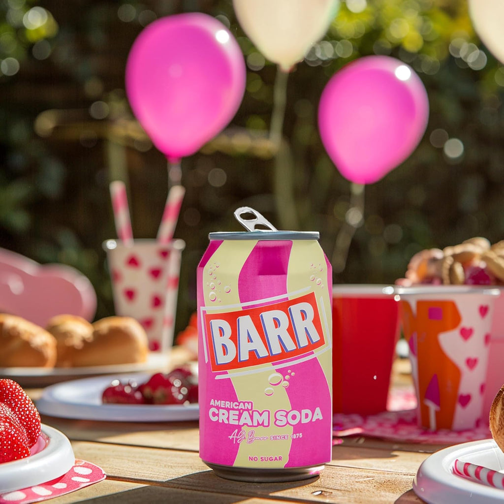 American Cream Soda Fizzy Drink, Vanilla Flavour, Zero Sugar, 24 x 330ml Cans