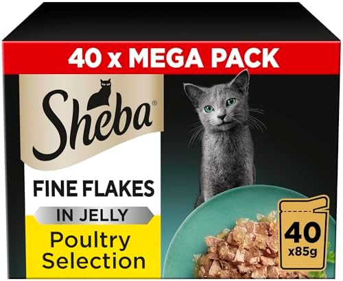 Fine Flakes in Jelly Adult Wet Cat Food, Poultry Collection, 40 x 85g Pouches