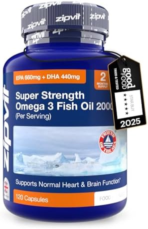 Omega 3 Fish Oil 2000mg – High Strength with EPA 660mg & DHA 440mg per Daily Serving, 120 Capsules (2-Month Supply), Supports Heart, Brain & Eye Health
