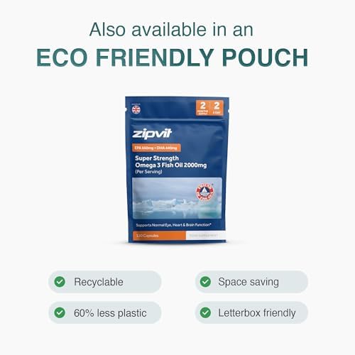 Omega 3 Fish Oil 2000mg – High Strength with EPA 660mg & DHA 440mg per Daily Serving, 120 Capsules (2-Month Supply), Supports Heart, Brain & Eye Health