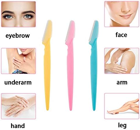 Eyebrow Razors and Facial Hair Remover Trimmer Shaper – Exfoliating Dermaplaning Tool for Women and Men, 6 Pack