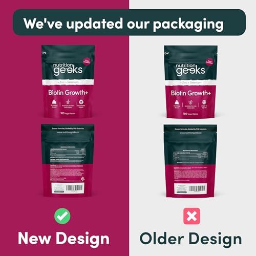 Biotin Hair Growth Supplement 10000mcg – with Zinc & Selenium, 180 Vegan Tablets, Hair, Skin & Nails Vitamin Complex for Women and Men, UK Made