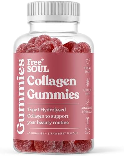 Collagen Gummies – High Strength Marine Collagen Supplement with Type 1 Hydrolysed Collagen Peptides, Triple Strength Pure Formulation, 60 Gummies