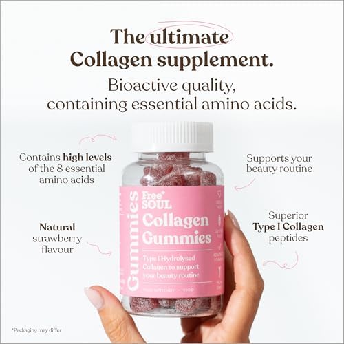 Collagen Gummies – High Strength Marine Collagen Supplement with Type 1 Hydrolysed Collagen Peptides, Triple Strength Pure Formulation, 60 Gummies