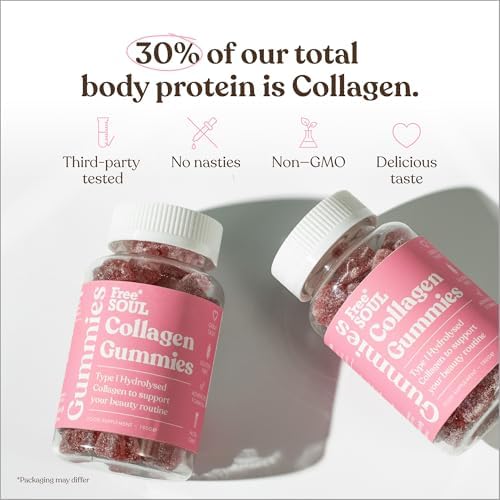 Collagen Gummies – High Strength Marine Collagen Supplement with Type 1 Hydrolysed Collagen Peptides, Triple Strength Pure Formulation, 60 Gummies