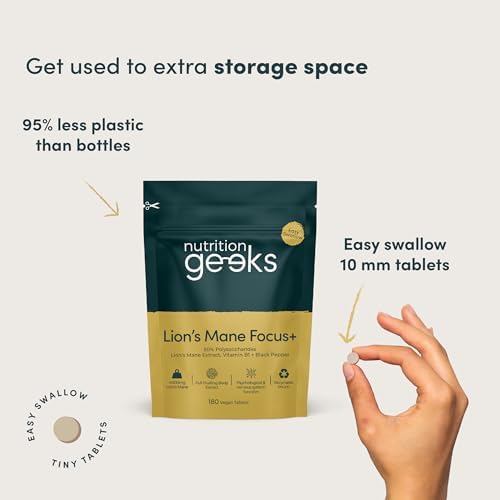 Lion’s Mane Supplement 4000mg with Vitamin B1 & Black Pepper – 15:1 Mushroom Extract, 180 Vegan Tablets, UK Made for Mental Performance & Nervous System Support