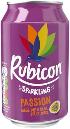 Sparkling Passion Fruit Flavoured Fizzy Drink with Real Fruit Juice, 24 x 330ml Cans