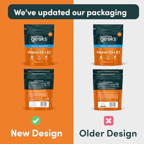 Vitamin D3 4000 iu & Vitamin K2 MK7 100μg - 1 Year Supply, 365 Easy-Swallow Vitamin D3 K2 Tablets, 1-A-Day High Strength Vegetarian D3 and K2 Vitamin Supplements, UK Made Vitamin D Tablets