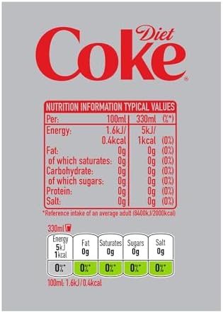 Sugar-Free Sparkling Cola Drink, 330 ml Cans (Pack of 24)