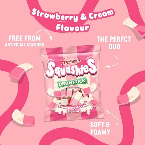 Strawberry and Cream Flavoured Squashies Sweets, 140g Bag