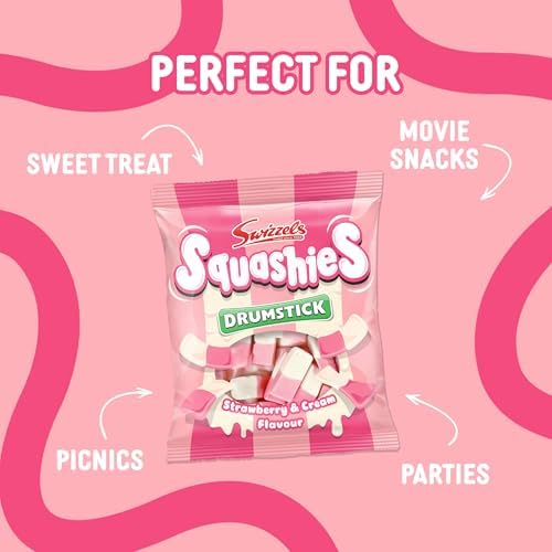 Strawberry and Cream Flavoured Squashies Sweets, 140g Bag